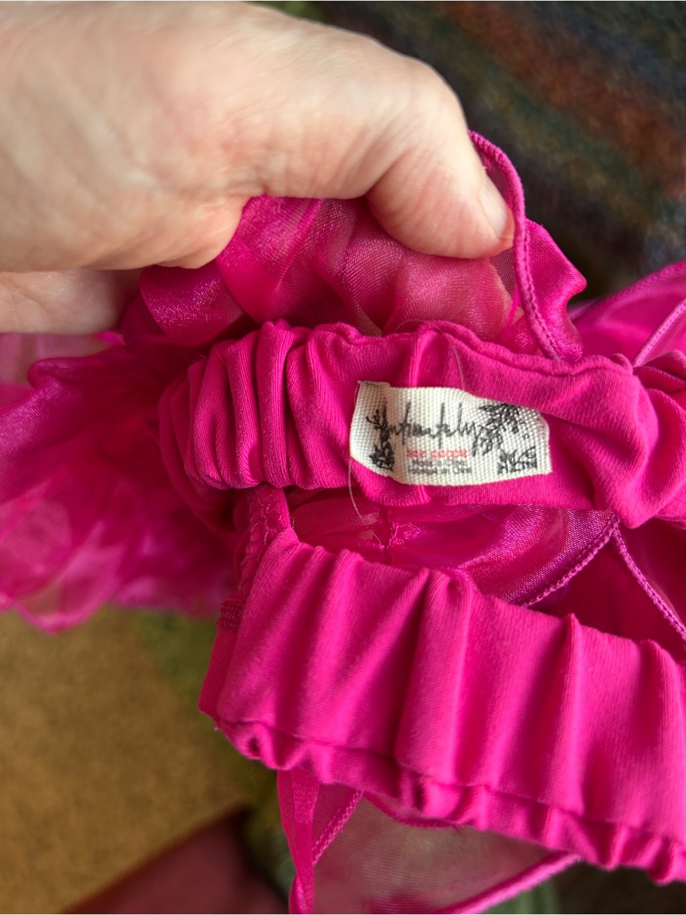 FREE PEOPLE INTIMATELY House Party Crop Top Tulle Ruffle Sleeve Hot Pink | S - Picture 7 of 9